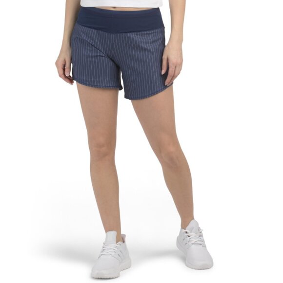 OISELLE Pin Stripe Long Toolbelt Roga Running Shorts - Picture 1 of 2